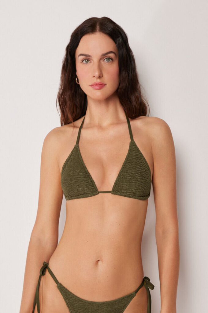 Removable Padding Triangle Swimsuit Top Crinkle Waves Removable Padding Triangle Swimsuit Top Crinkle Waves