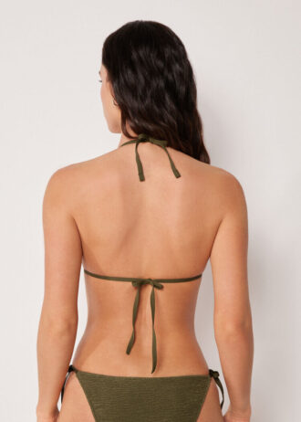 Removable Padding Triangle Swimsuit Top Crinkle Waves