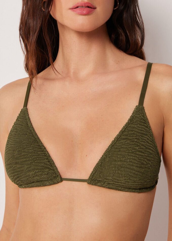 Removable Padding Triangle Swimsuit Top Crinkle Waves Removable Padding Triangle Swimsuit Top Crinkle Waves