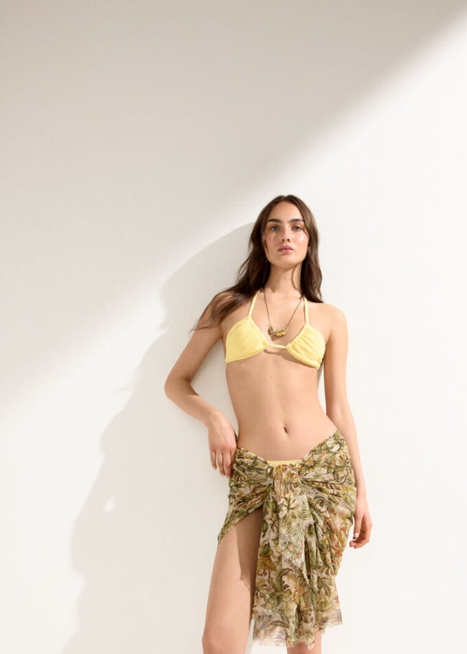 Removable Padding Triangle Swimsuit Top Crinkle Waves Removable Padding Triangle Swimsuit Top Crinkle Waves