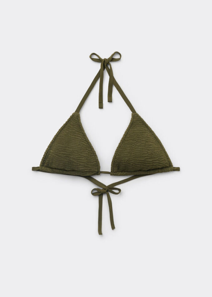 Removable Padding Triangle Swimsuit Top Crinkle Waves Removable Padding Triangle Swimsuit Top Crinkle Waves