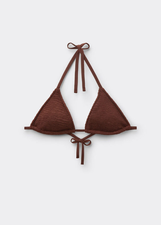 Removable Padding Triangle Swimsuit Top Crinkle Waves Removable Padding Triangle Swimsuit Top Crinkle Waves