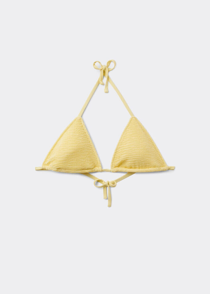 Removable Padding Triangle Swimsuit Top Crinkle Waves Removable Padding Triangle Swimsuit Top Crinkle Waves