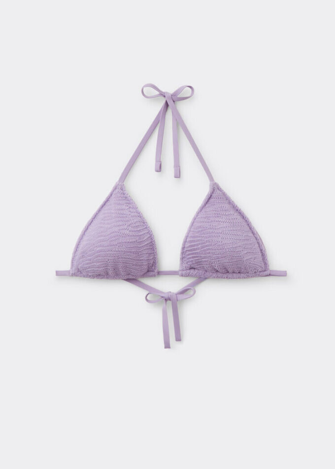 Removable Padding Triangle Swimsuit Top Crinkle Waves Removable Padding Triangle Swimsuit Top Crinkle Waves