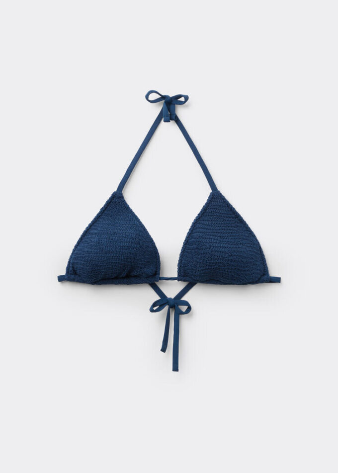 Removable Padding Triangle Swimsuit Top Crinkle Waves Removable Padding Triangle Swimsuit Top Crinkle Waves