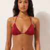 Removable Padding Triangle Swimsuit Top Shiny Satin
