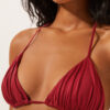Removable Padding Triangle Swimsuit Top Shiny Satin