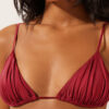 Removable Padding Triangle Swimsuit Top Shiny Satin