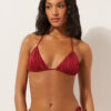 Removable Padding Triangle Swimsuit Top Shiny Satin