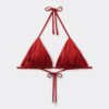 Removable Padding Triangle Swimsuit Top Shiny Satin
