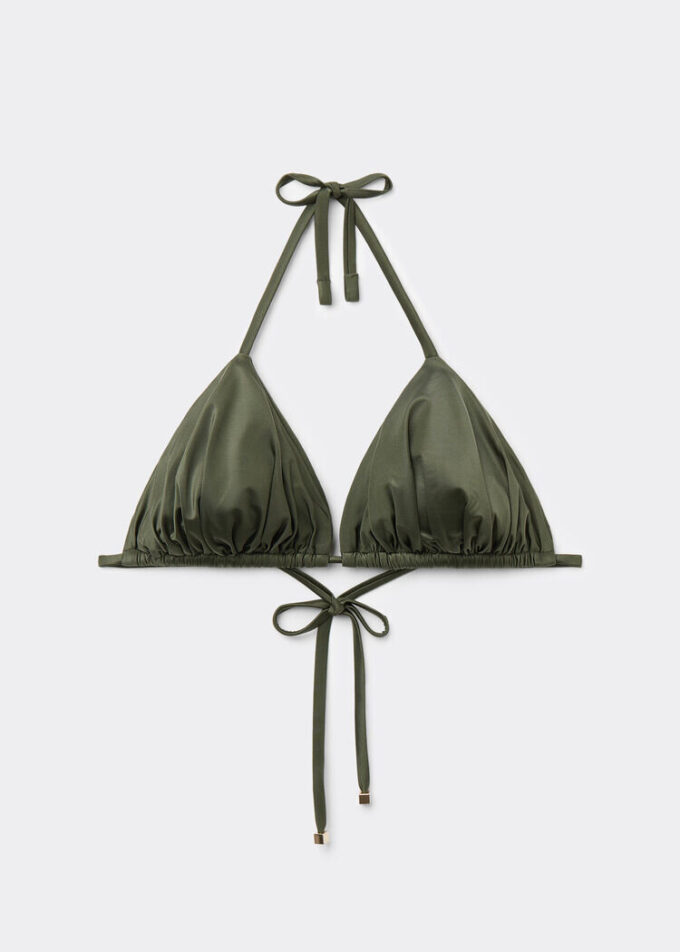 Removable Padding Triangle Swimsuit Top Shiny Satin Removable Padding Triangle Swimsuit Top Shiny Satin