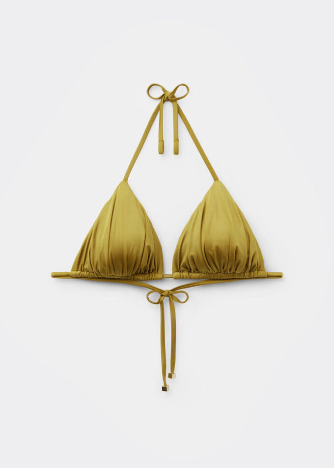 Removable Padding Triangle Swimsuit Top Shiny Satin Removable Padding Triangle Swimsuit Top Shiny Satin