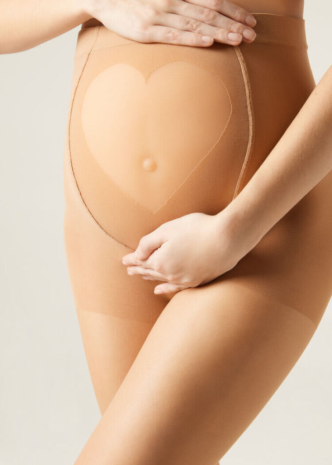 Sheer 20 Denier Maternity Tights with See-Through Heart