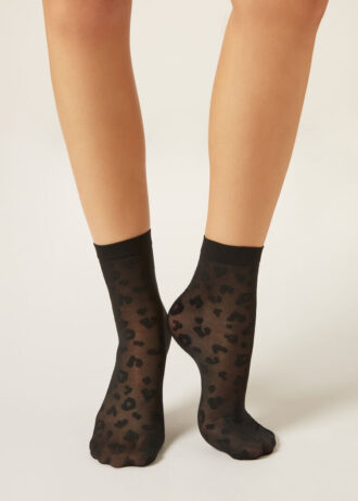 Sheer Animal Pattern Short Socks