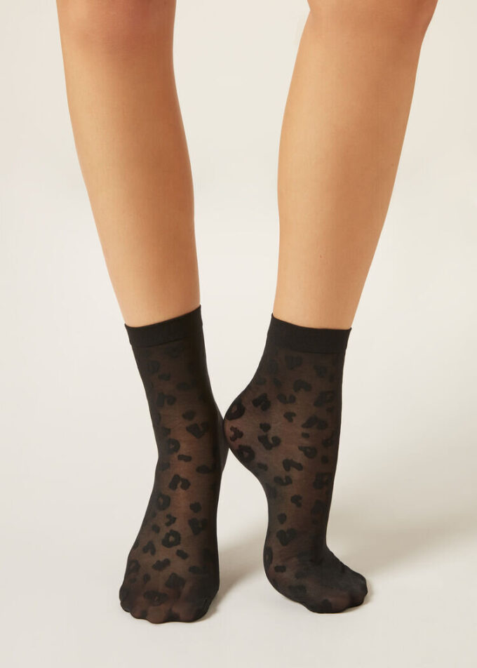Sheer Animal Pattern Short Socks