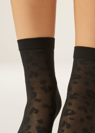 Sheer Animal Pattern Short Socks