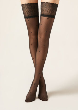 Sheer Heart Thigh High Stockings