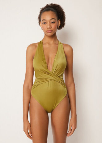 Shiny Satin One Piece Swimsuit
