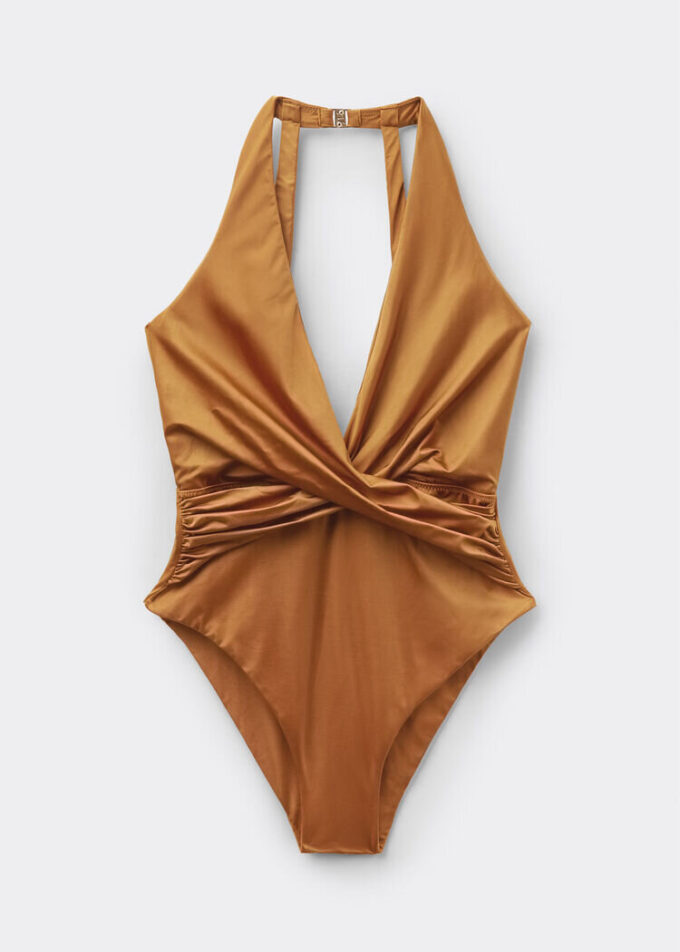 Shiny Satin One Piece Swimsuit