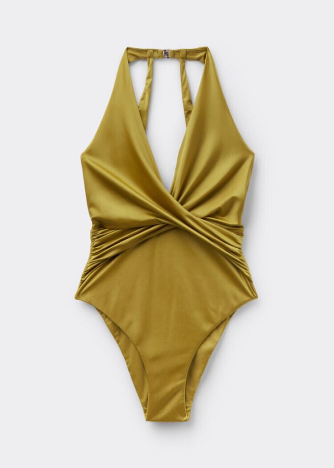 Shiny Satin One Piece Swimsuit