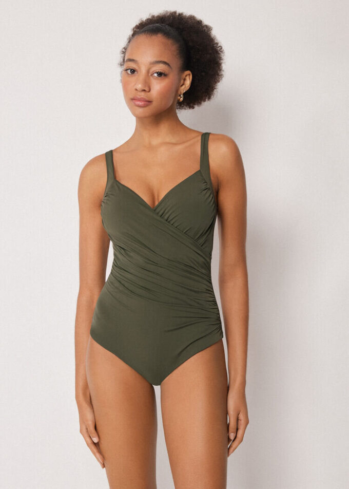 Slimming One-Piece Swimsuit Elegant Draping Slimming One-Piece Swimsuit Elegant Draping