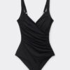 Slimming One-Piece Swimsuit Elegant Draping Slimming One-Piece Swimsuit Elegant Draping