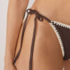 String Swimsuit Bottom Bicolor Embroidery