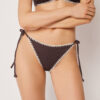 String Swimsuit Bottom Bicolor Embroidery