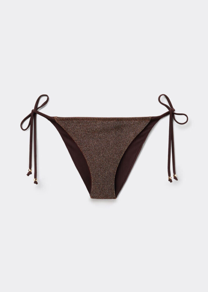 String Swimsuit Bottom Brown Glitter