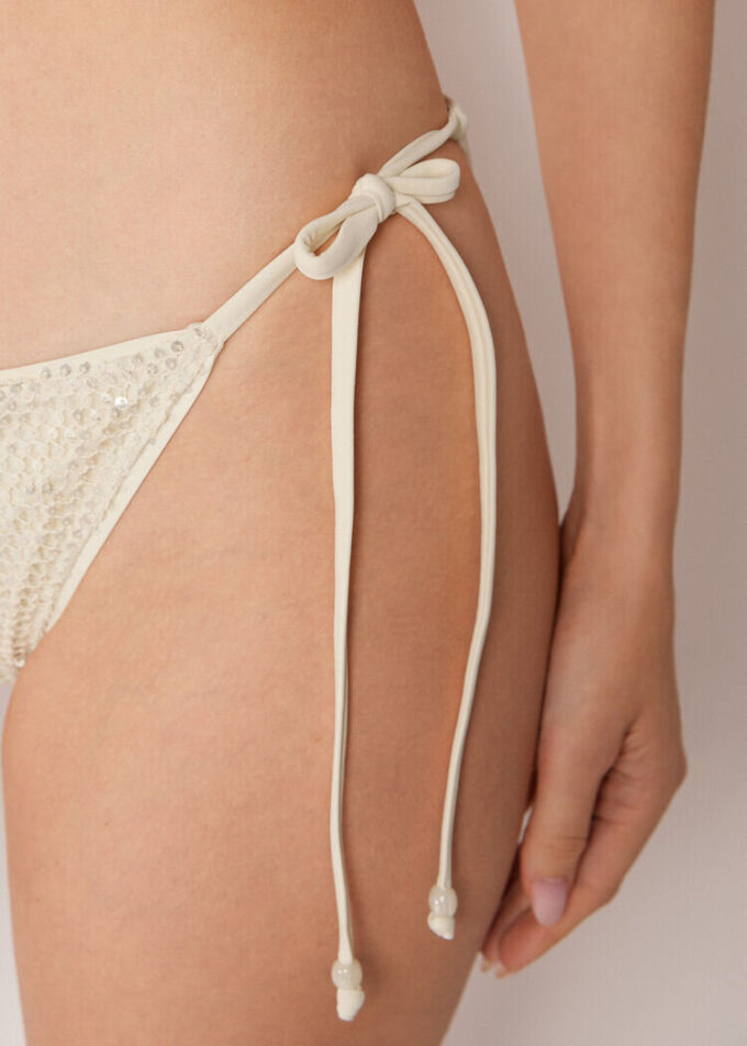 String Swimsuit Bottom Sequin Net String Swimsuit Bottom Sequin Net
