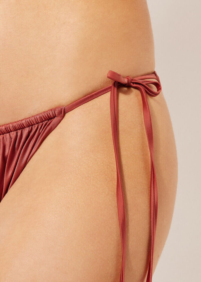 String Swimsuit Bottom Shiny Satin String Swimsuit Bottom Shiny Satin