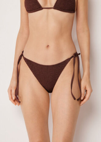 String Swimsuit Bottoms Crinkle Waves