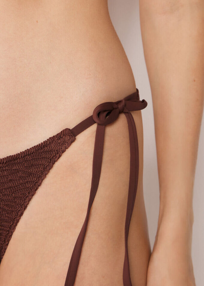 String Swimsuit Bottoms Crinkle Waves