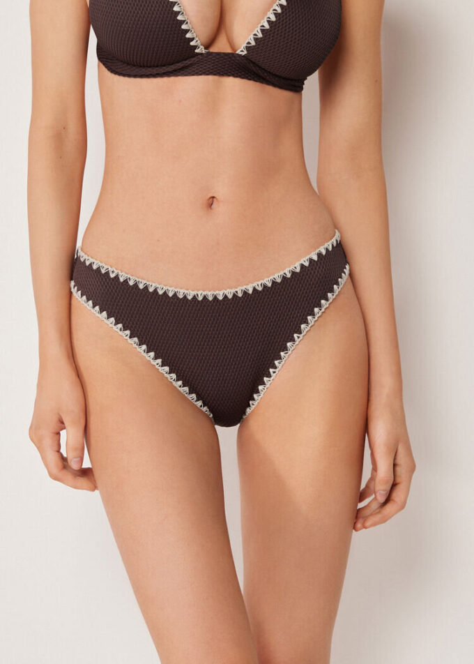 Swimsuit Bottom Bicolor Embroidery