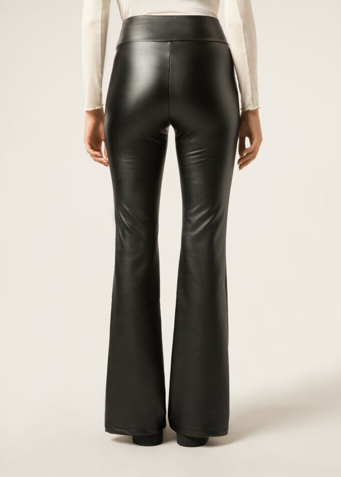 Thermal Flared Pants with Coated Effect Thermal Flared Pants with Coated Effect