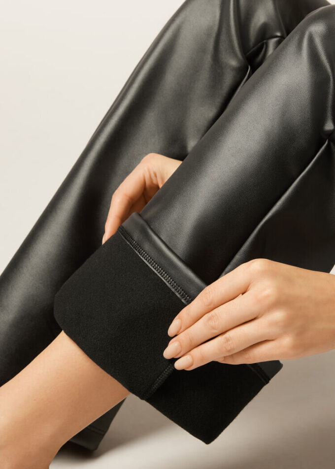 Thermal Flared Pants with Coated Effect Thermal Flared Pants with Coated Effect