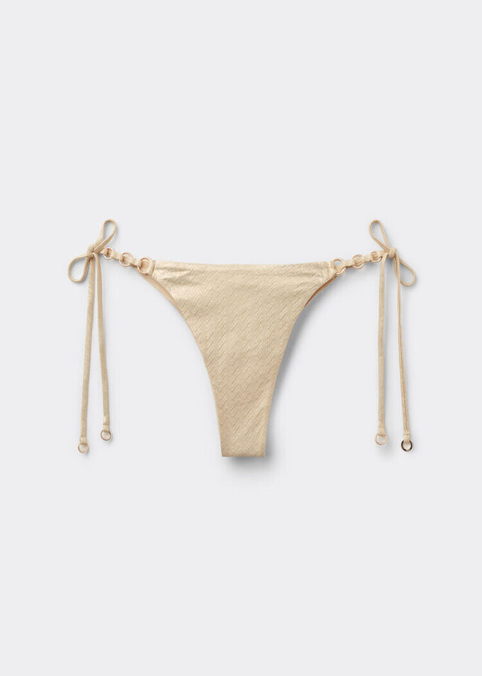 Tied Brazilian Swimsuit Bottoms Gold Waves Tied Brazilian Swimsuit Bottoms Gold Waves