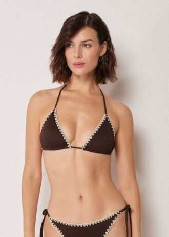 Triangle Swimsuit Top Bicolor Embroidery
