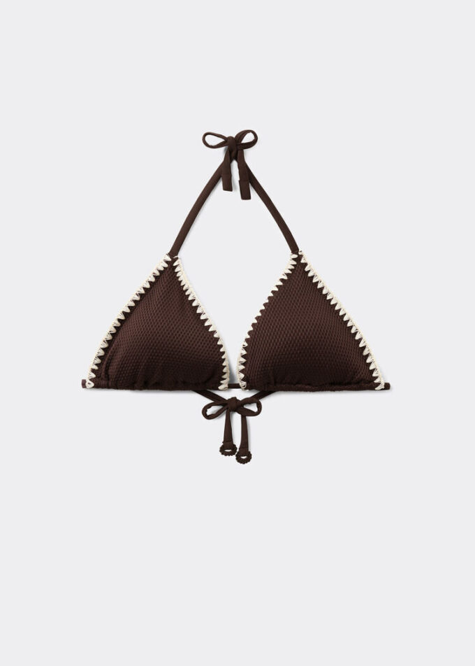 Triangle Swimsuit Top Bicolor Embroidery Triangle Swimsuit Top Bicolor Embroidery
