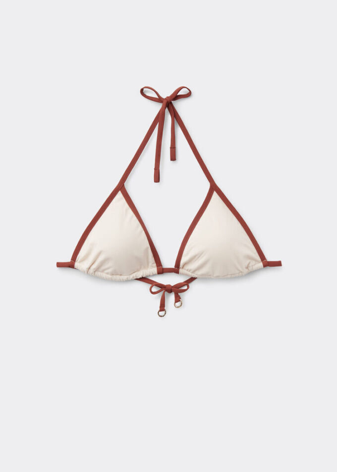 Triangle Swimsuit Top Bicolor Piping Triangle Swimsuit Top Bicolor Piping