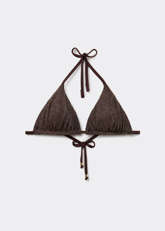 Triangle Swimsuit Top Brown Glitter