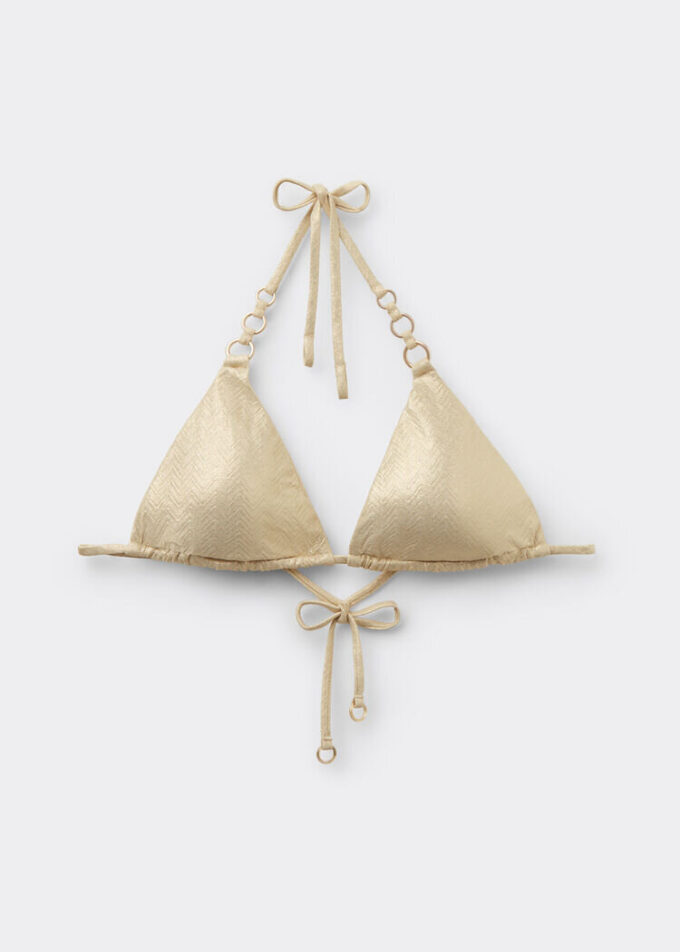 Triangle Swimsuit Top Gold Waves