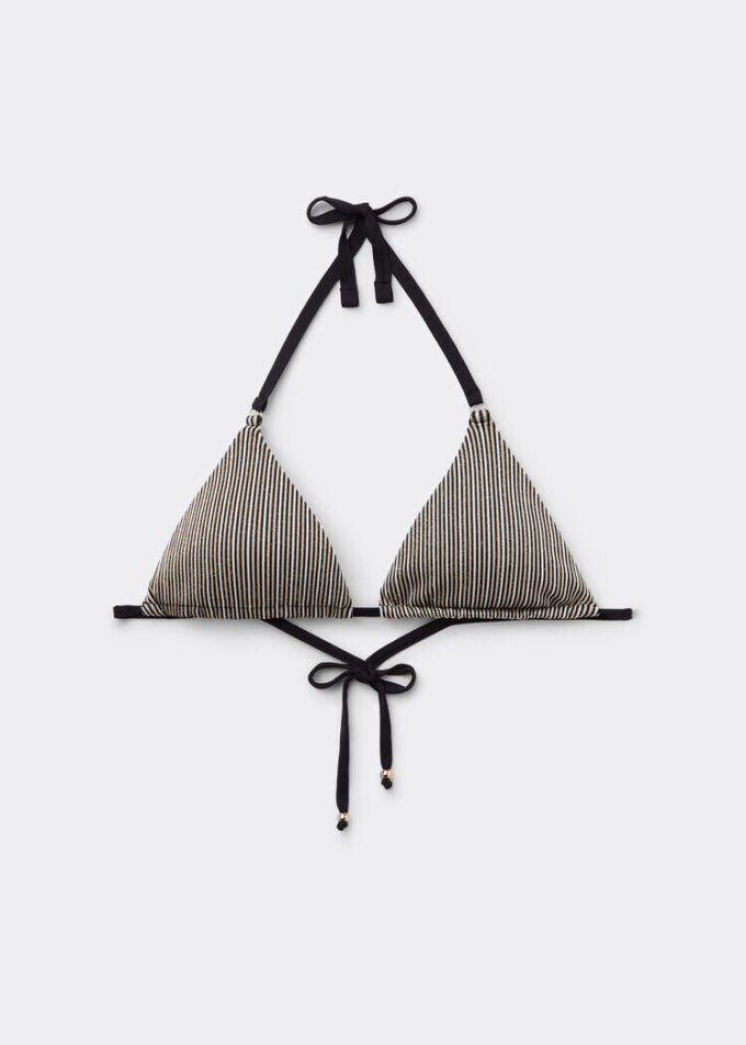 Triangle Swimsuit Top Golden Stripes