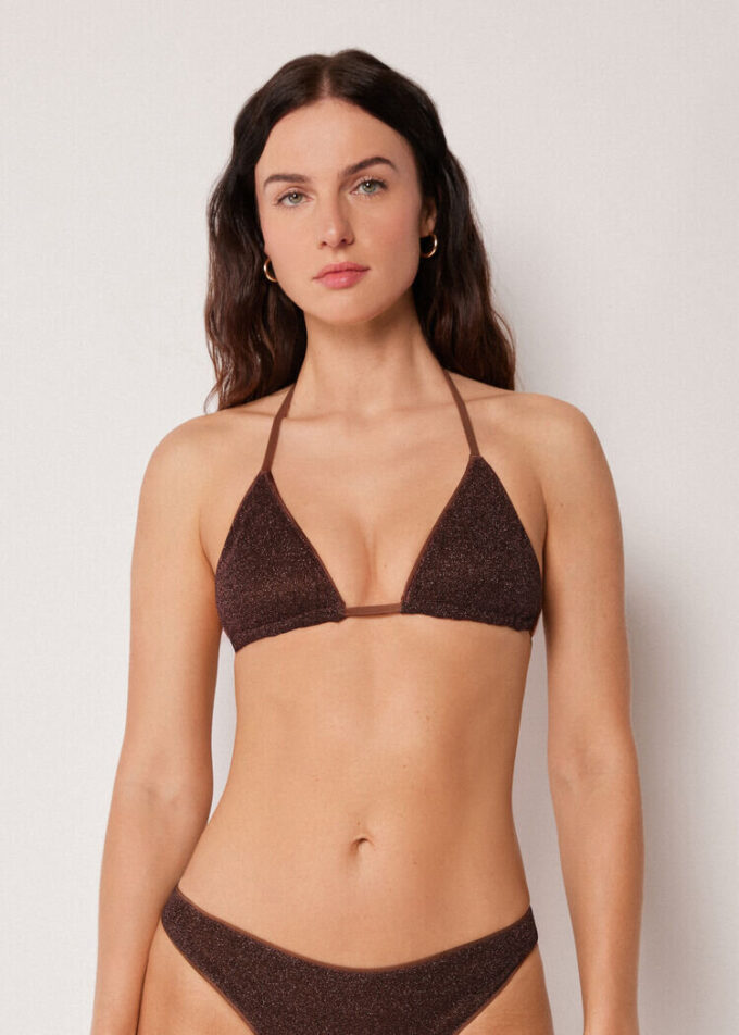 Triangle Swimsuit Top Metallic Glow