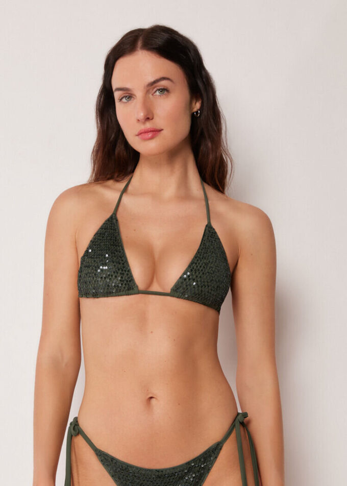 Triangle Swimsuit Top Sequin Net Triangle Swimsuit Top Sequin Net