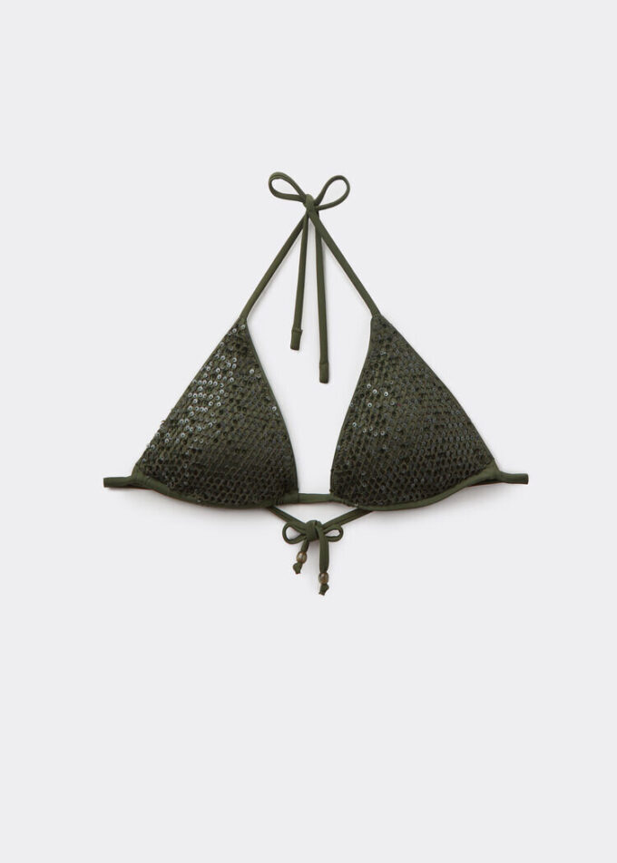 Triangle Swimsuit Top Sequin Net Triangle Swimsuit Top Sequin Net