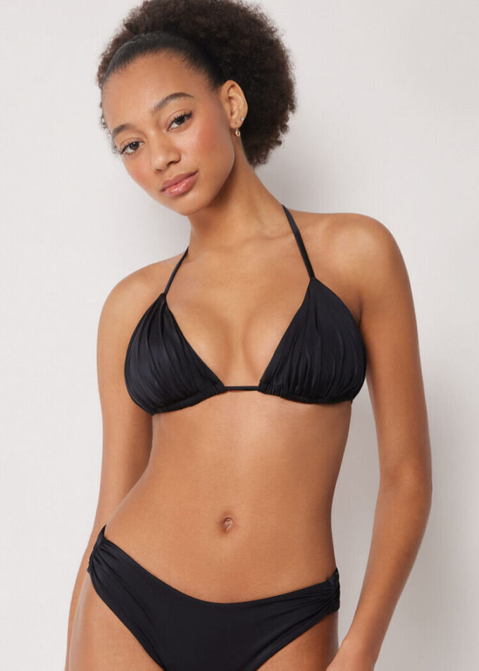 Triangle Swimsuit Top Shiny Satin