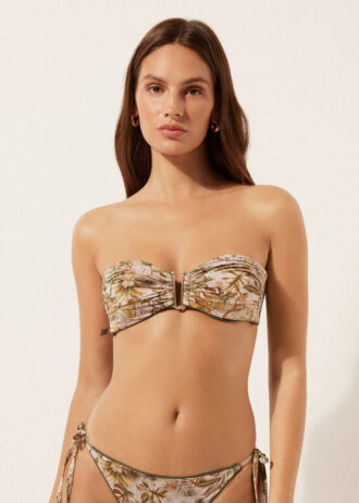 Tropical Foliage Bandeau Swimsuit Top