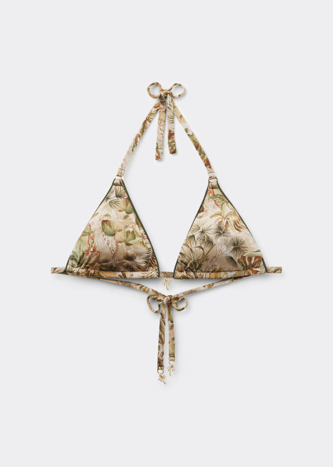 Tropical Foliage Triangle Swimsuit Top
